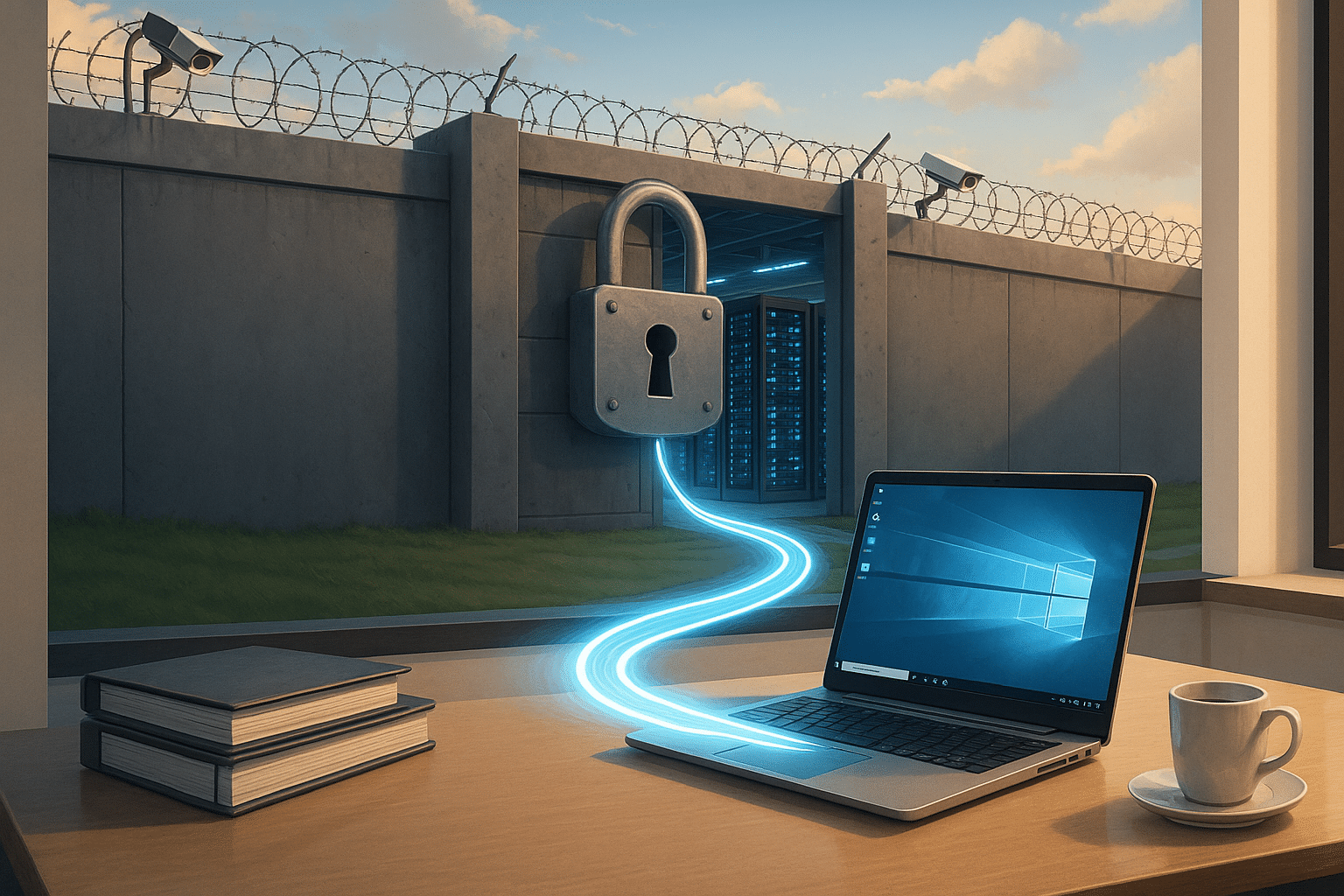 Online werkplek voor mkb – veilig werken op afstand met verbinding tussen datacenter en laptop op kantoor